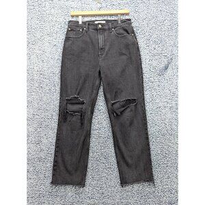 Abercrombie Fitch Ankle Straight Ultra High Rise Jeans Size 10/30 Grunge Black